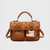 小田姐姐 蓝谷 时尚斜挎包手提包 6810 BP棕