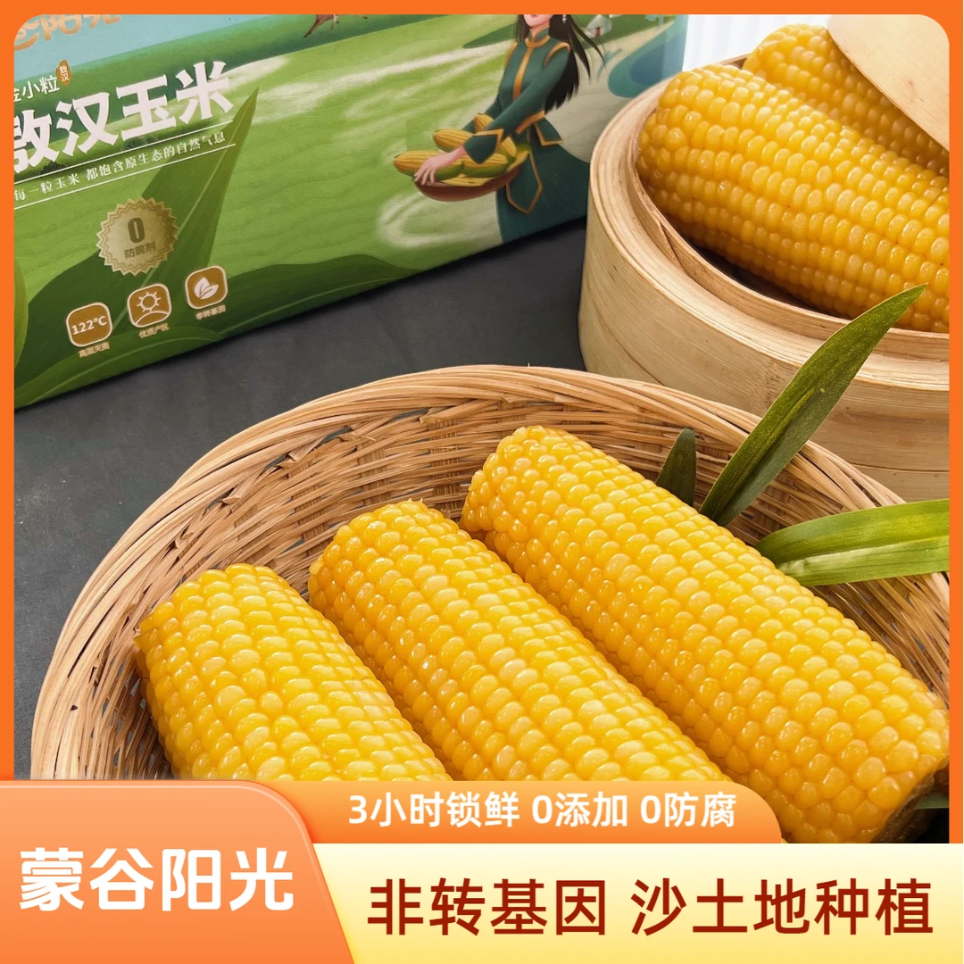 蒙谷阳光 内蒙沙土地黄金小粒甜糯玉米非转基因 真空包装220g*8穗