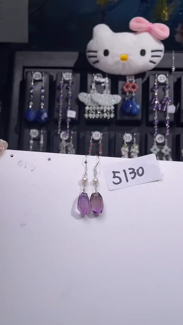银S925镶嵌耳饰紫晶喜欢拍