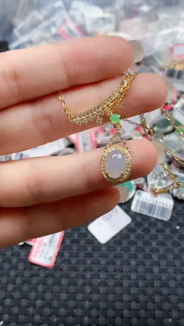 银S925镶嵌戒指翡翠天然A货缅甸翡翠