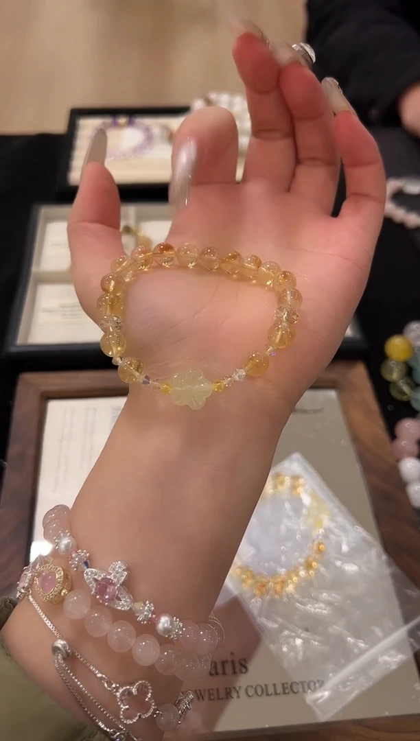 未镶嵌手链水晶黄塔桃花小熊设计款项链