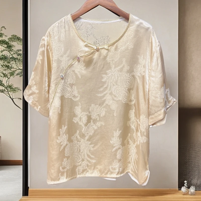 372【金姐专属】新款定制气质新中式复古减龄米白色上衣