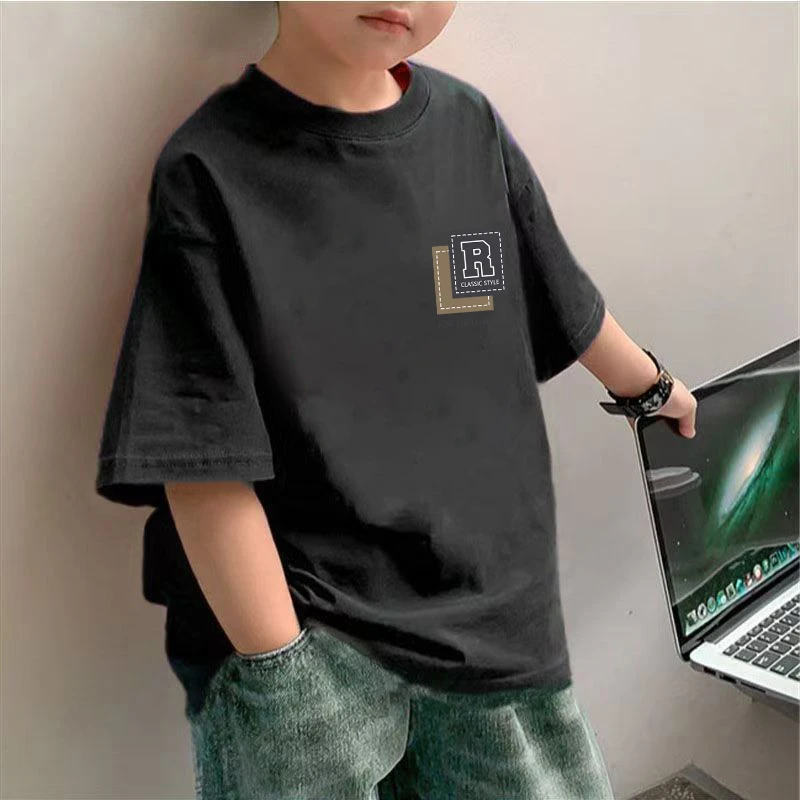 国潮男童短袖T恤2025新款中大童夏季纯棉上衣服儿童洋气半袖夏装