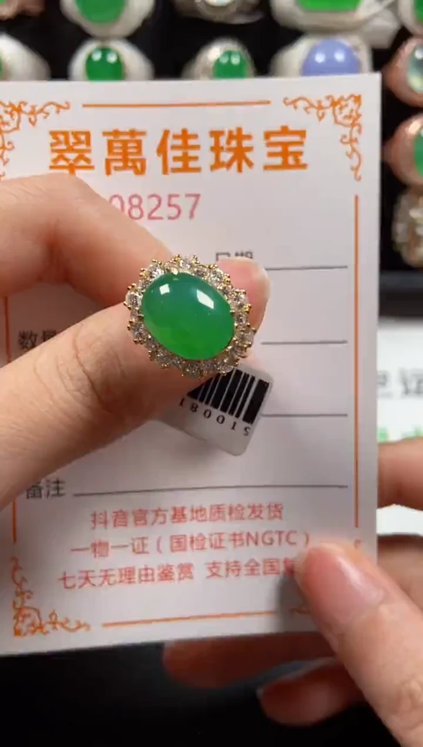 银S925镶嵌戒指翡翠8257