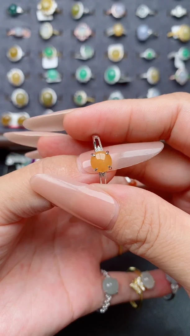 银S925镶嵌戒指翡翠天然A货翡翠1111   1-