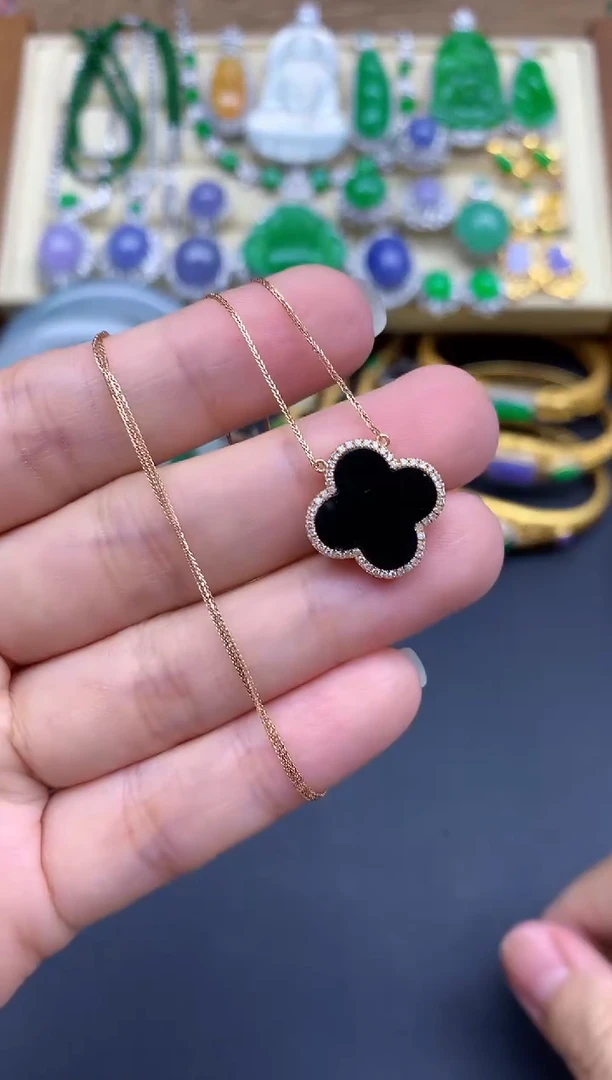 颈饰18K金镶嵌翡翠127-春日珠宝1