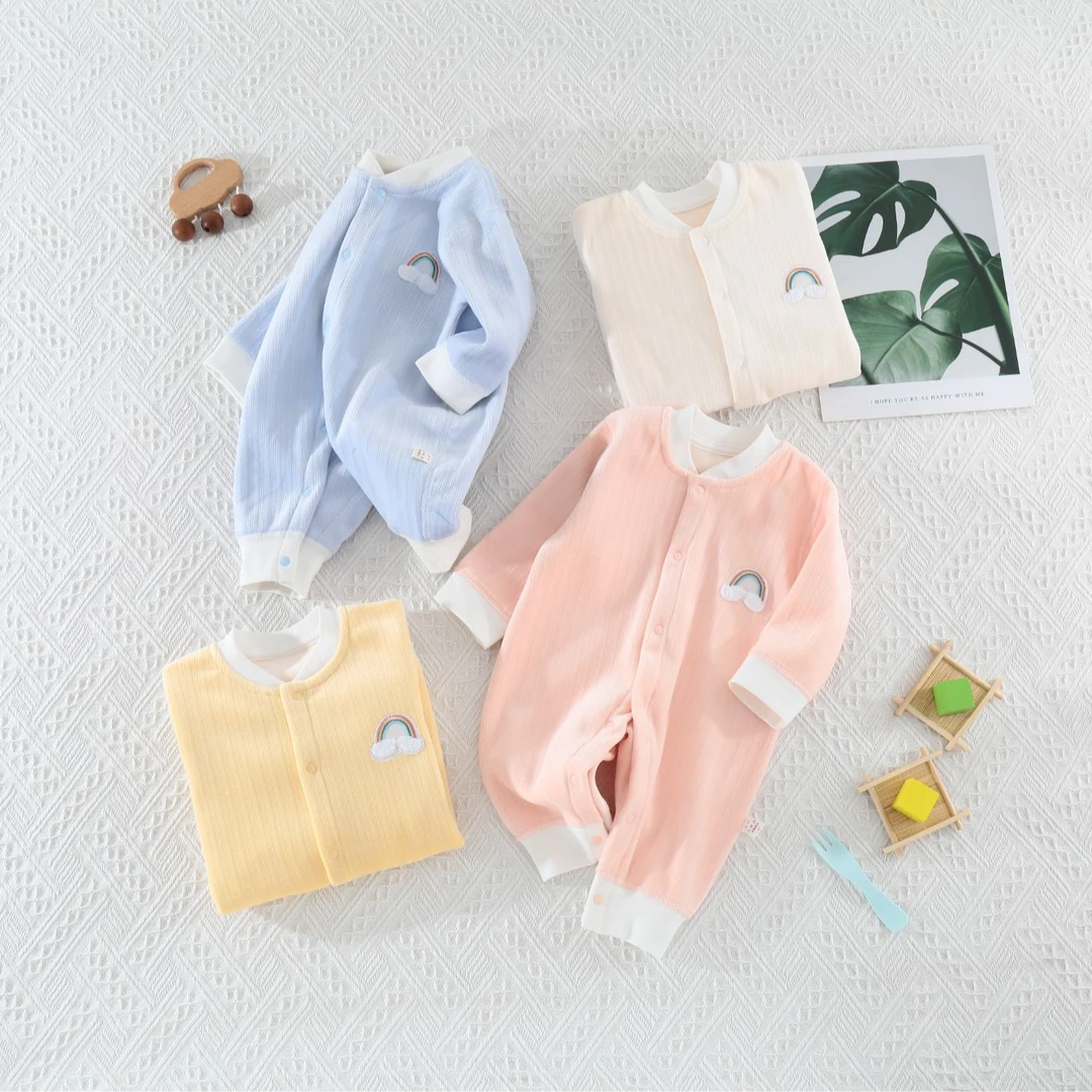 婴儿连体衣秋冬加绒长袖男女宝宝保暖无骨新生儿连体加厚加绒哈衣