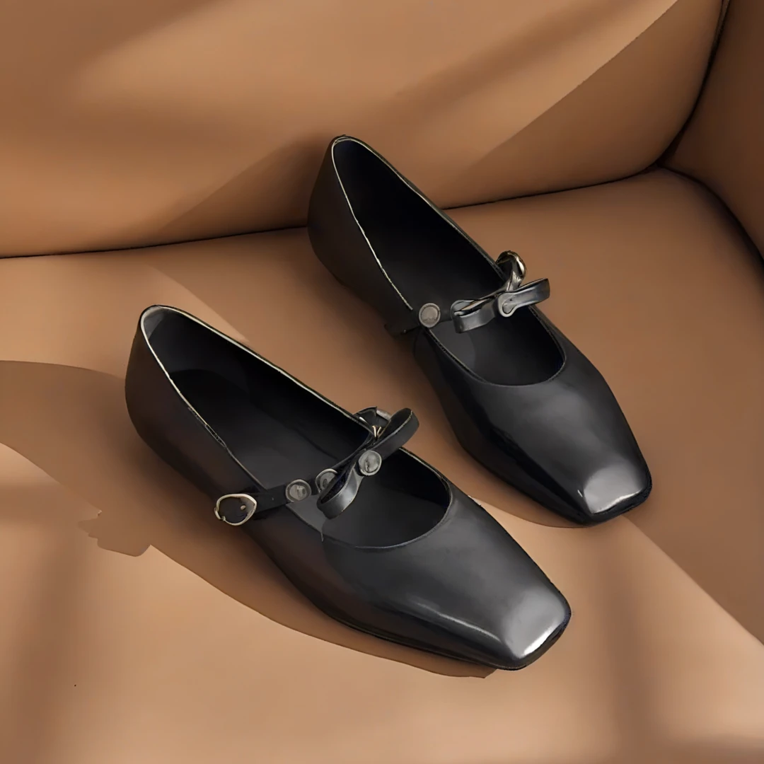 方头真皮正品新款玛丽珍鞋单鞋通勤春季软底欧若风女鞋浅口平底