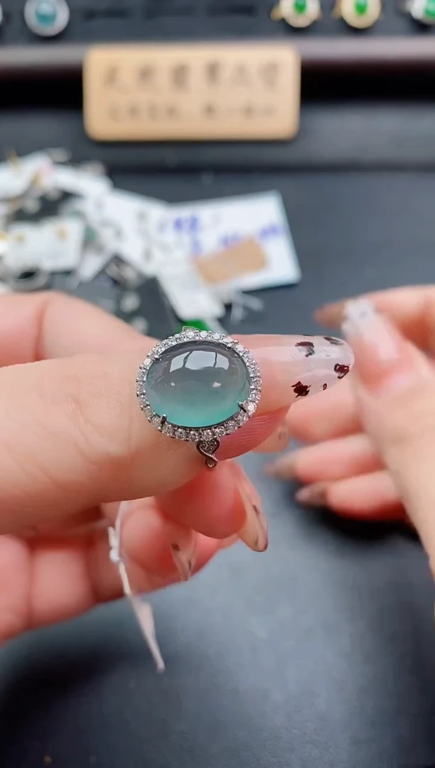 银S925镶嵌戒指翡翠1