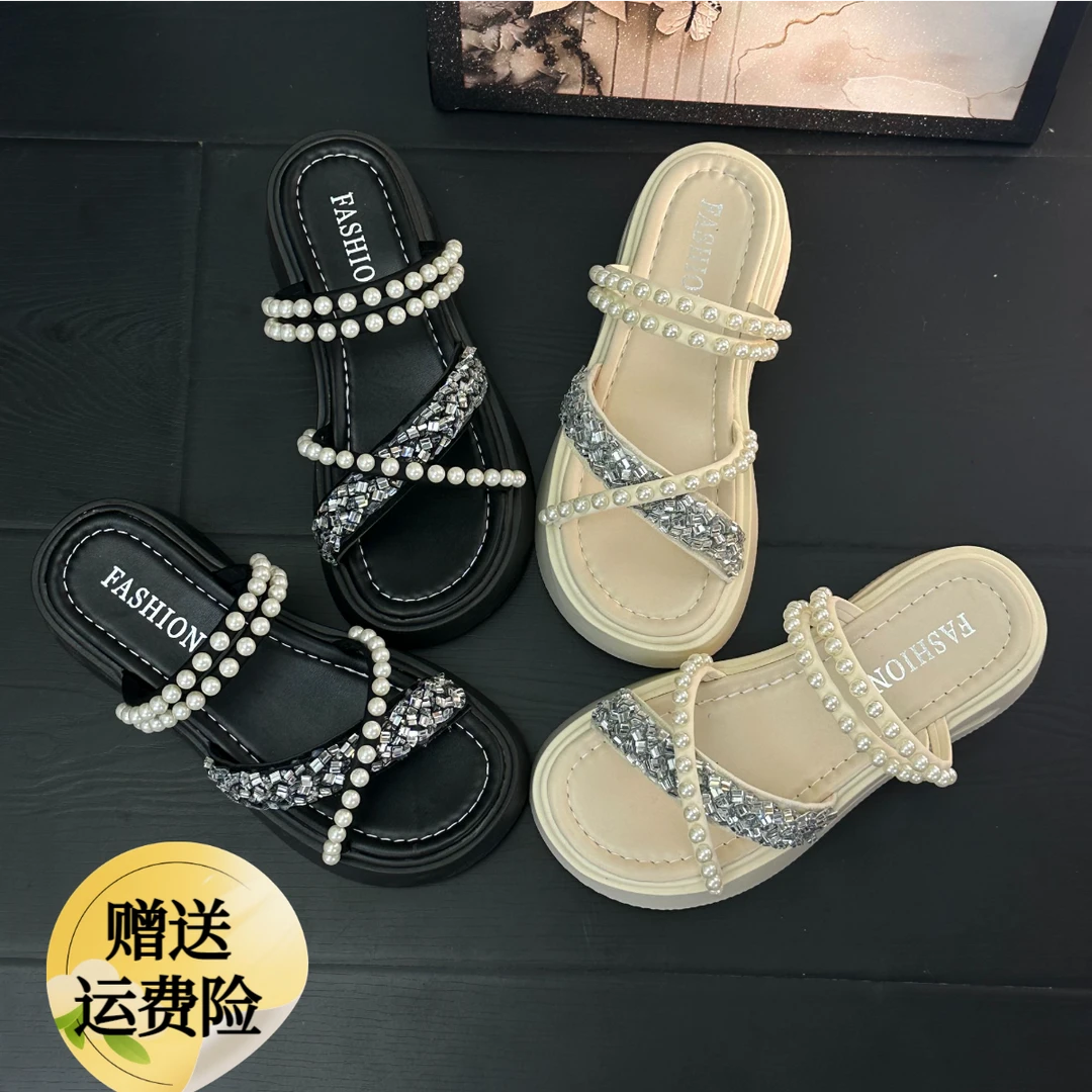 凉鞋女款2025年新款夏季仙女风外穿时尚厚底两穿配裙子沙滩凉拖鞋