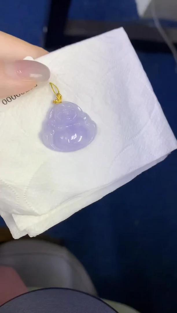 颈饰18K金镶嵌翡翠缅甸天然翡翠A货