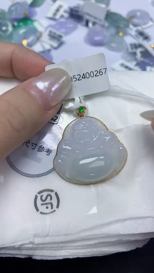 翡翠18K金镶嵌颈饰天然缅甸翡翠A货百元以上9元证书费自理