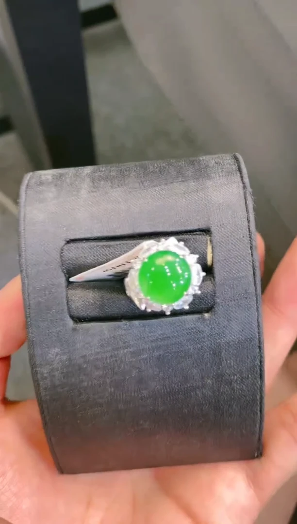 翡翠银S925镶嵌颈饰A17天然A货翡翠戒指
