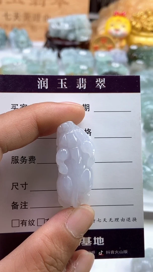 翡翠未镶嵌颈饰Cc。貔貅