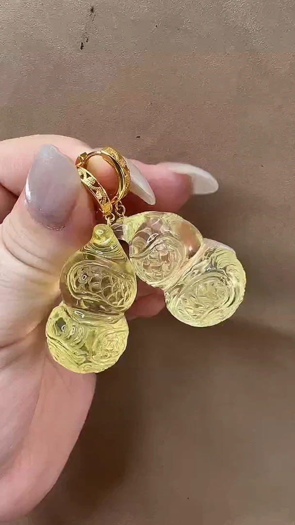 琥珀颈饰未镶嵌耳环