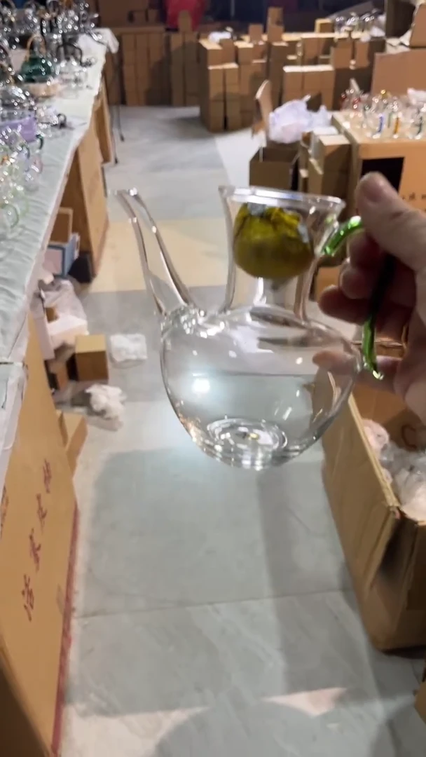 手工艺品玻璃悄然茶海 绿把