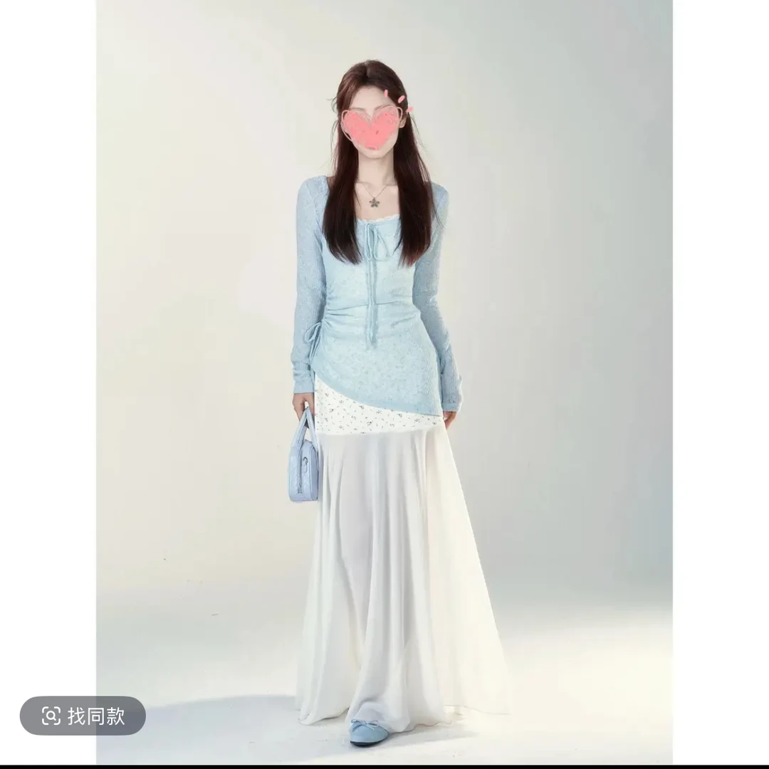 甜美碎花收腰显瘦仙气吊带连衣裙夏气质设计感抽绳系带罩衫两件套