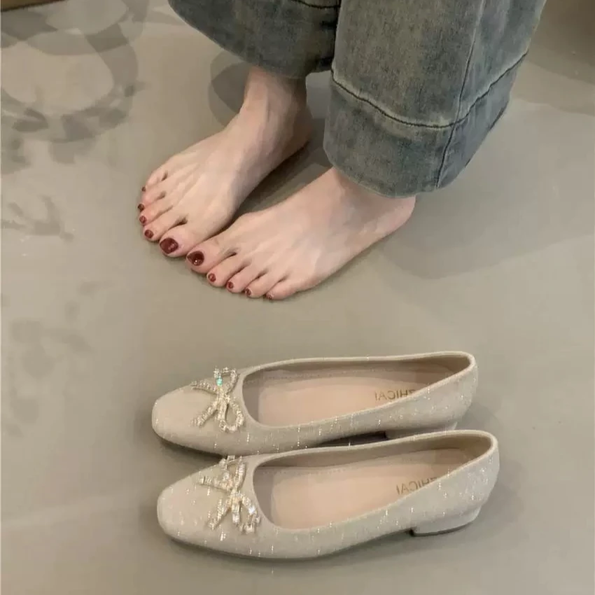 LF-990-15玛丽珍鞋2025年春季法式优雅蝴蝶结方头浅口粗跟晚晚鞋