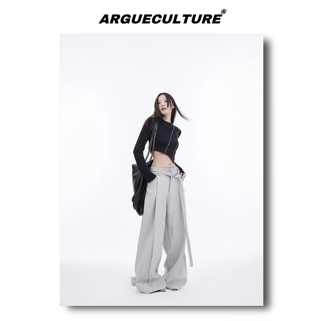 GARGUETCULTURE重磅小众解构腰带设计感阔腿卫裤宽松垂感休闲裤