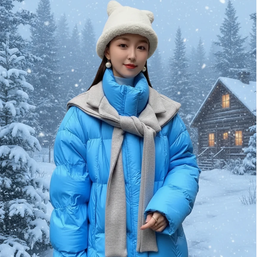 Yuanzhan/媛站保暖羽绒服女士连帽轻薄鸭绒外套潮流网红轻薄百搭