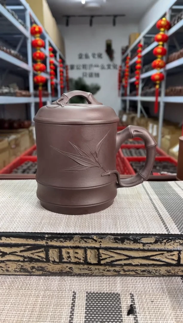 【闪购商品】紫砂茶杯紫泥贴竹竹节单杯