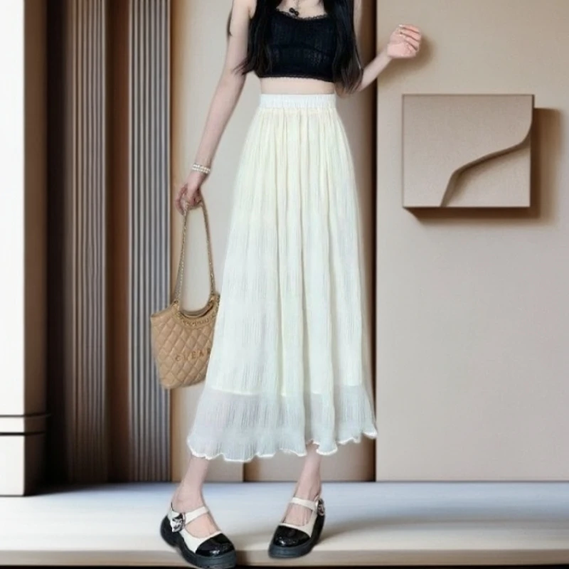 【雅岚女装】时尚洋气显瘦法式甜美荷叶边雪纺半身裙女春秋新款高腰