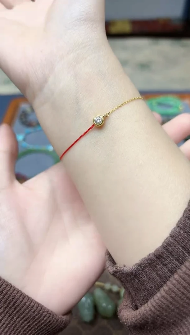 手链18K金18K金莫桑红绳MY