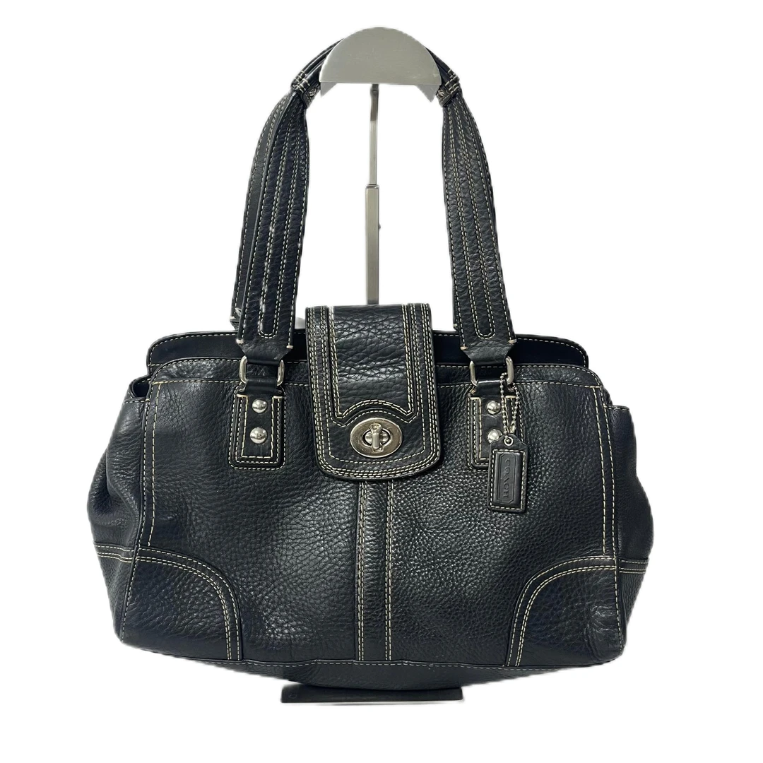 95新 COACH/蔻驰 黑色全皮单肩手提腋下包 SH-30130-A