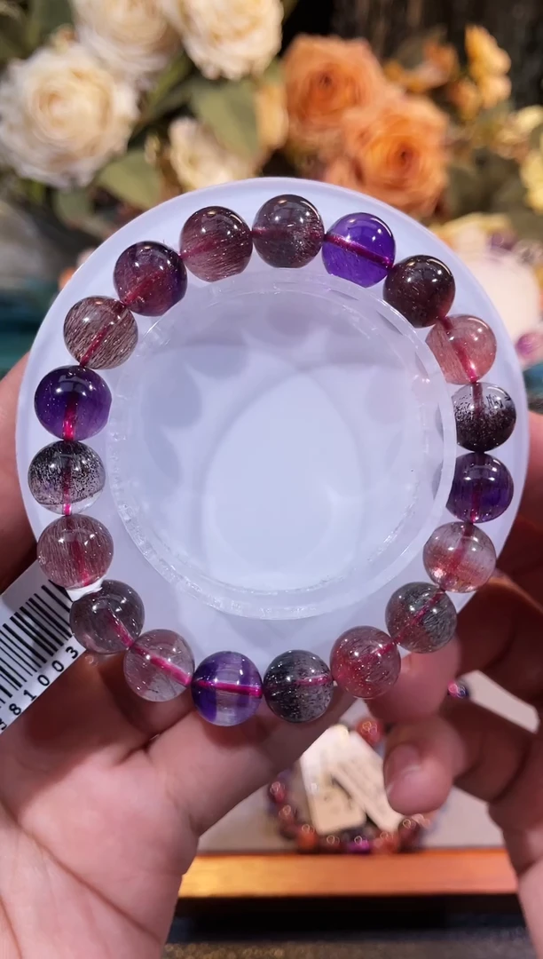 未镶嵌手链水晶浓艳黑加仑超七10m+