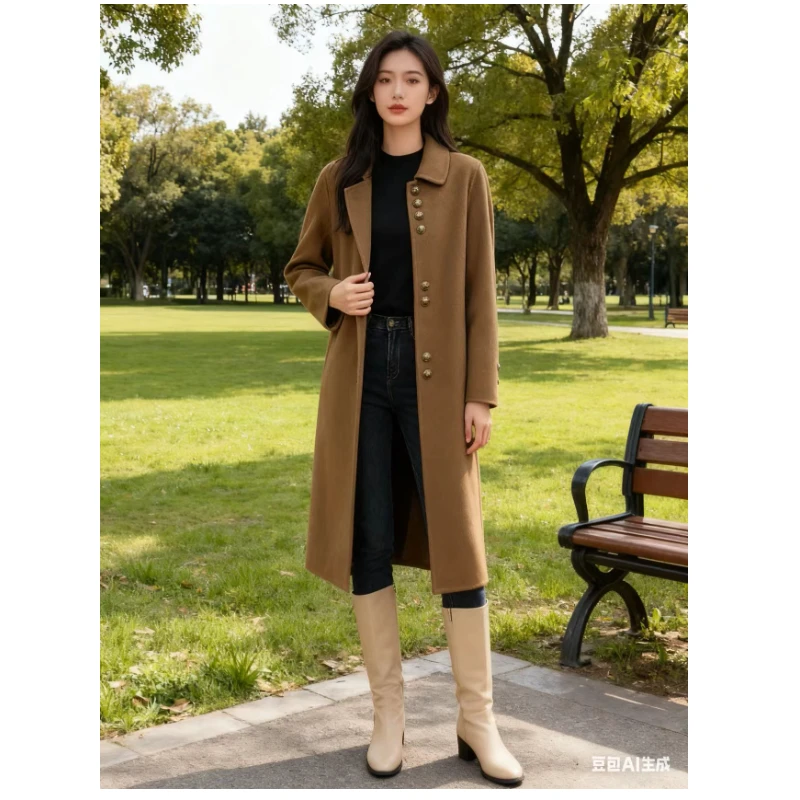 SC902羊毛双面大衣女中长款2025年新款高级感秋冬季时尚外套