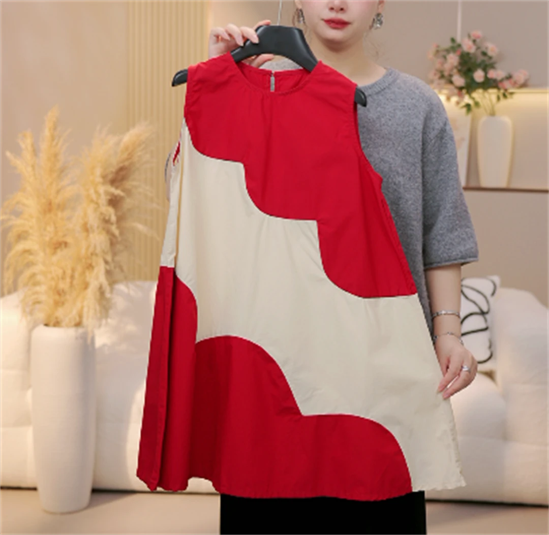 【CW】小众设计 气质宽松拼色背心裙“拼色系”QZ