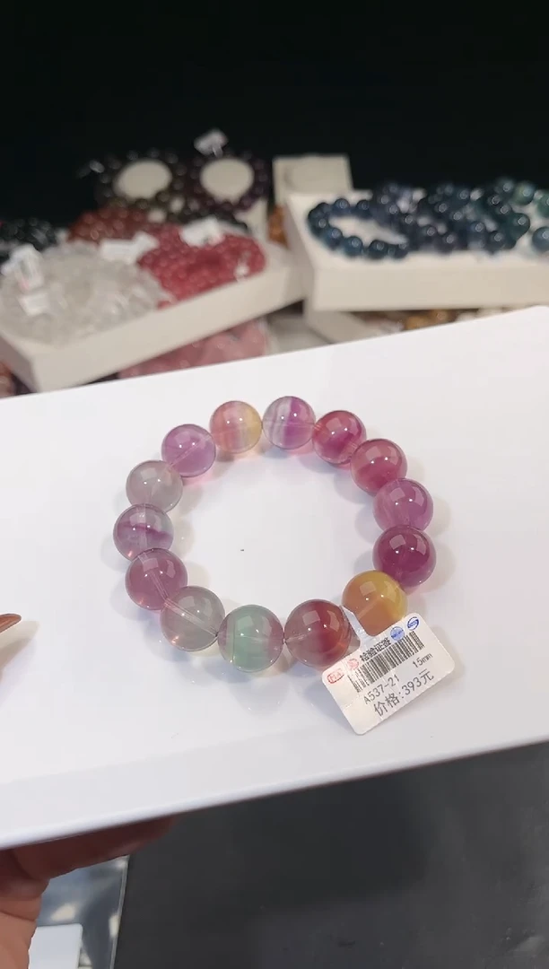 【闪购商品】萤石手链未镶嵌多样性发一彩萤石15mm