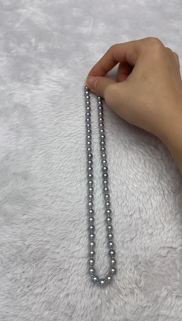 项链银S925镶嵌海水珍珠AK真多麻6.5-7mm