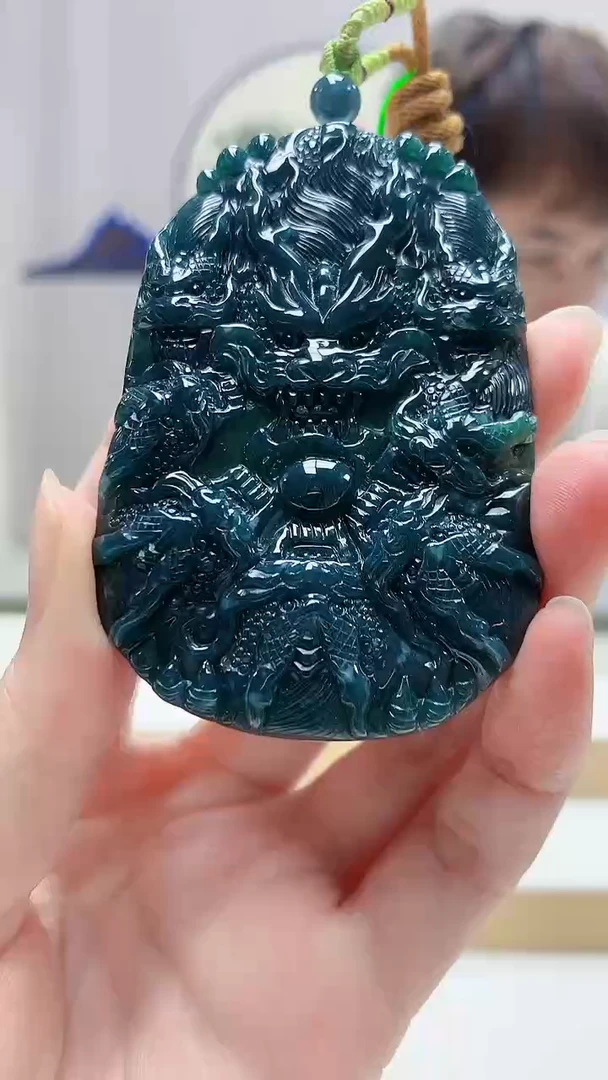 未镶嵌定制翡翠4868zm-毛货挂件九龙92