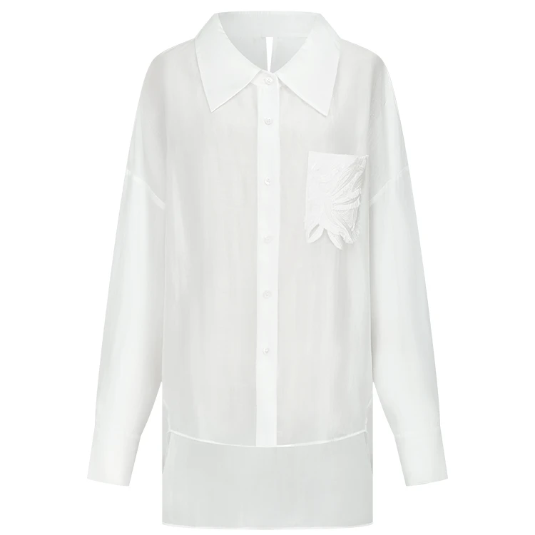 【丽公主】曼德诗莱赛尔天丝衬衫2024夏季新款衬衣女M311310347