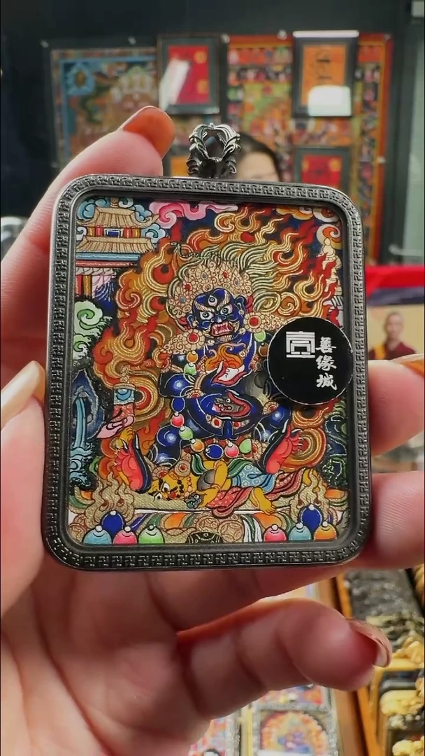 吊坠壹善缘城手绘唐卡 黑C