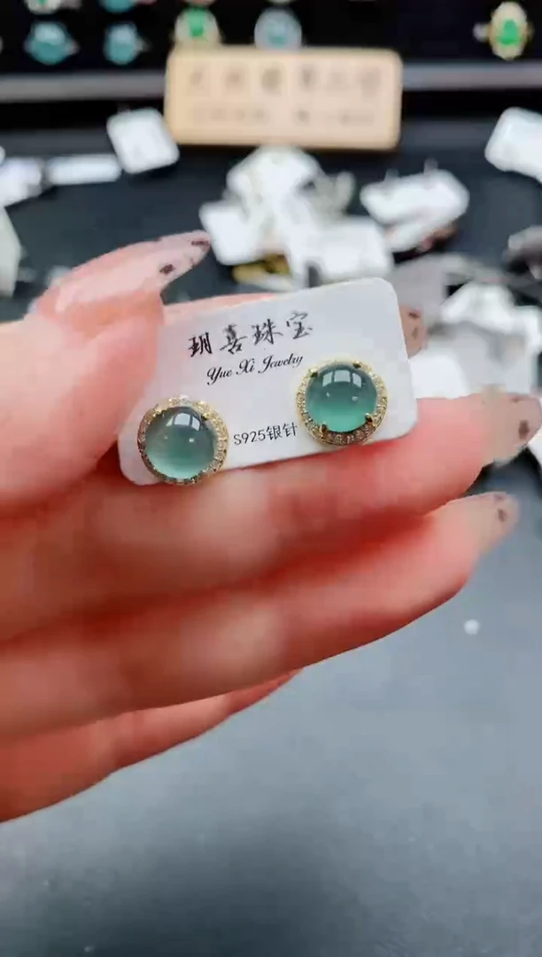 银S925镶嵌戒指翡翠1