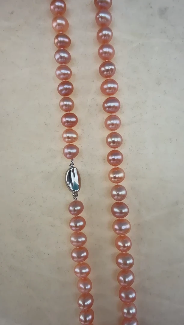 淡水珍珠银S925镶嵌颈饰淡水无核真珍珠中国红8-9mm