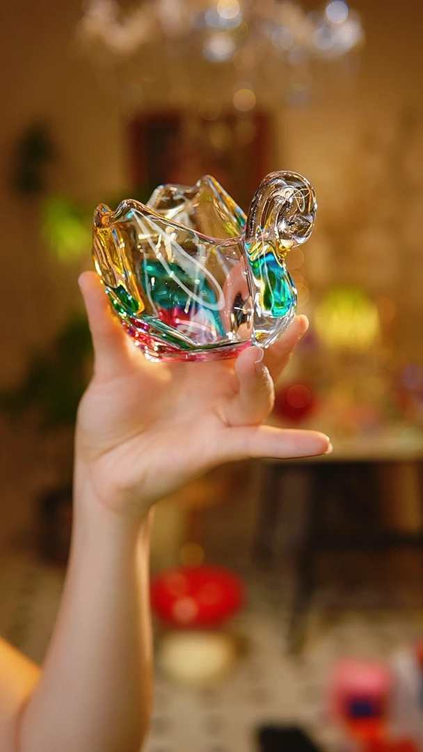 *鑫木专属色*彩绘水晶天鹅玻璃首饰收纳创意玻璃工艺品