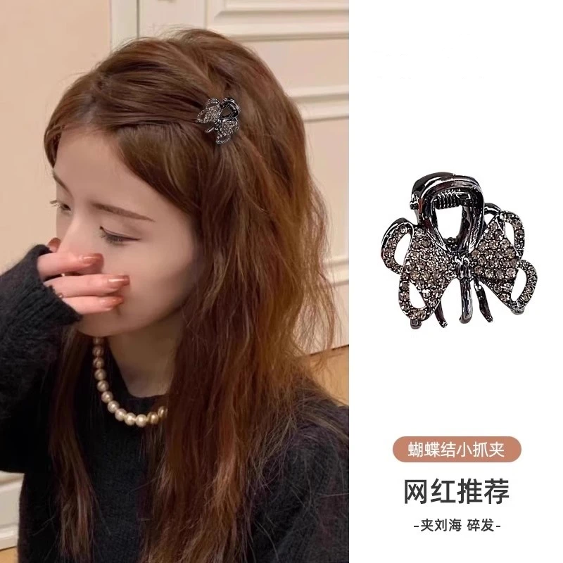 小香风刘海侧边夹高级感韩系发夹蝴蝶结小夹子顶夹前发卡饰品水钻