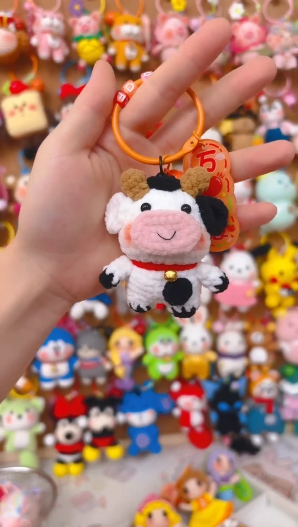 纯手工制作毛线钩织成品小奶牛