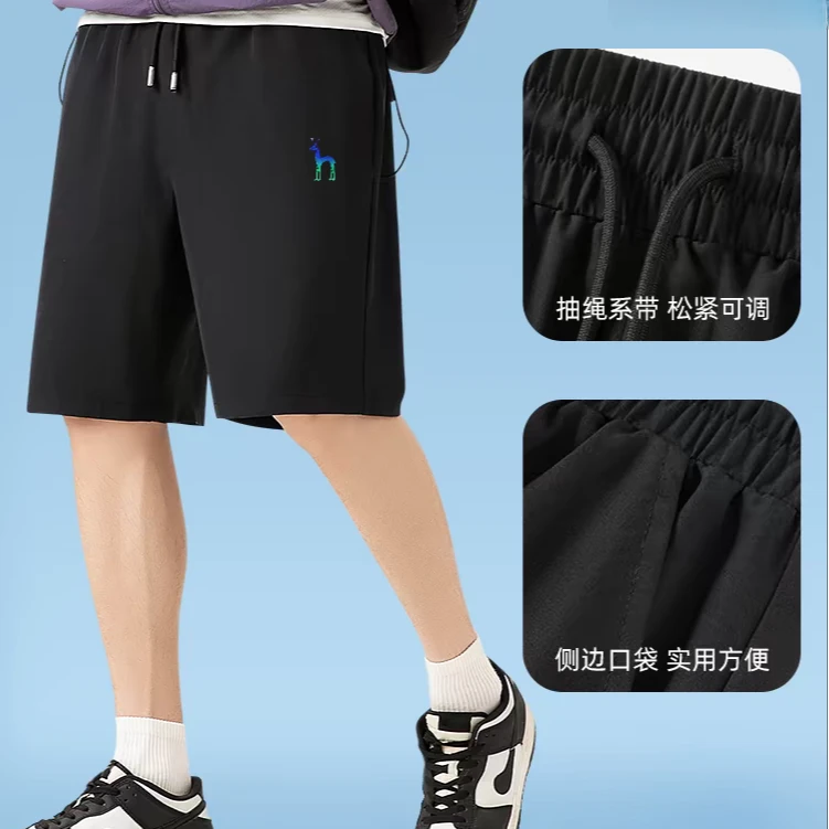 H家夏季透气薄款运动抽绳宽松户外系带速干短裤女款