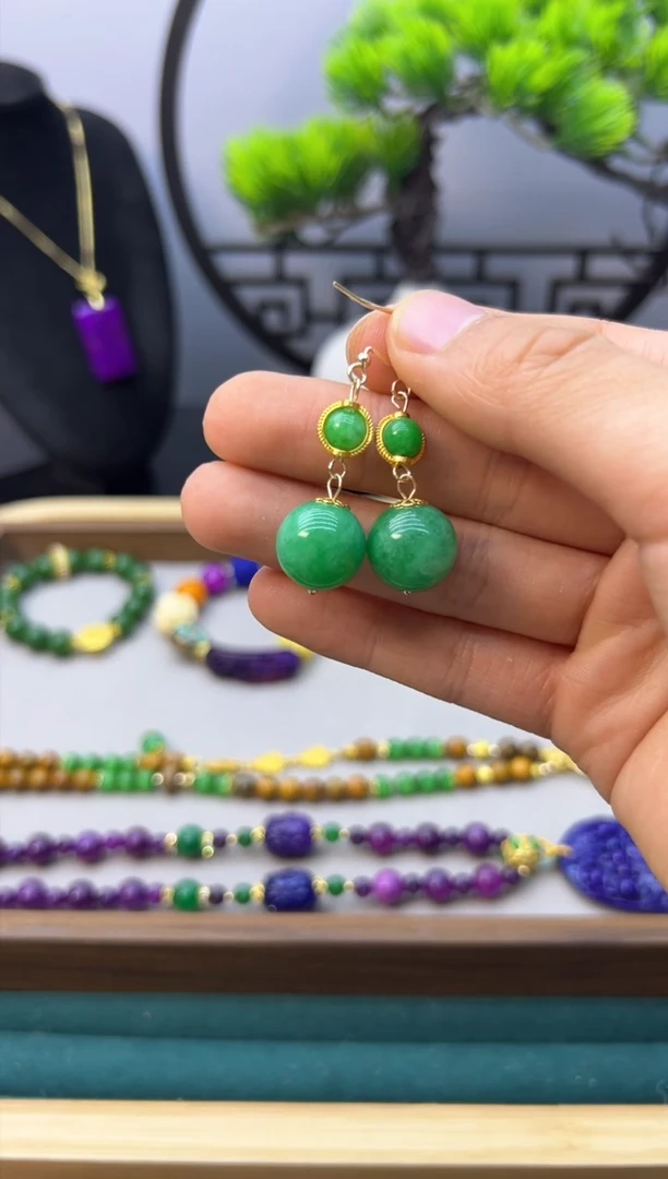 【闪购商品】翡翠耳饰14K金镶嵌E103