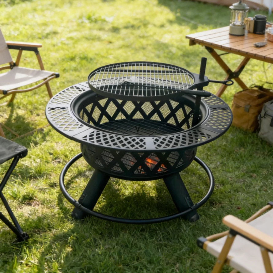 83款多功能烧烤炉带支架可取暖适用于别墅庭院能围炉煮茶