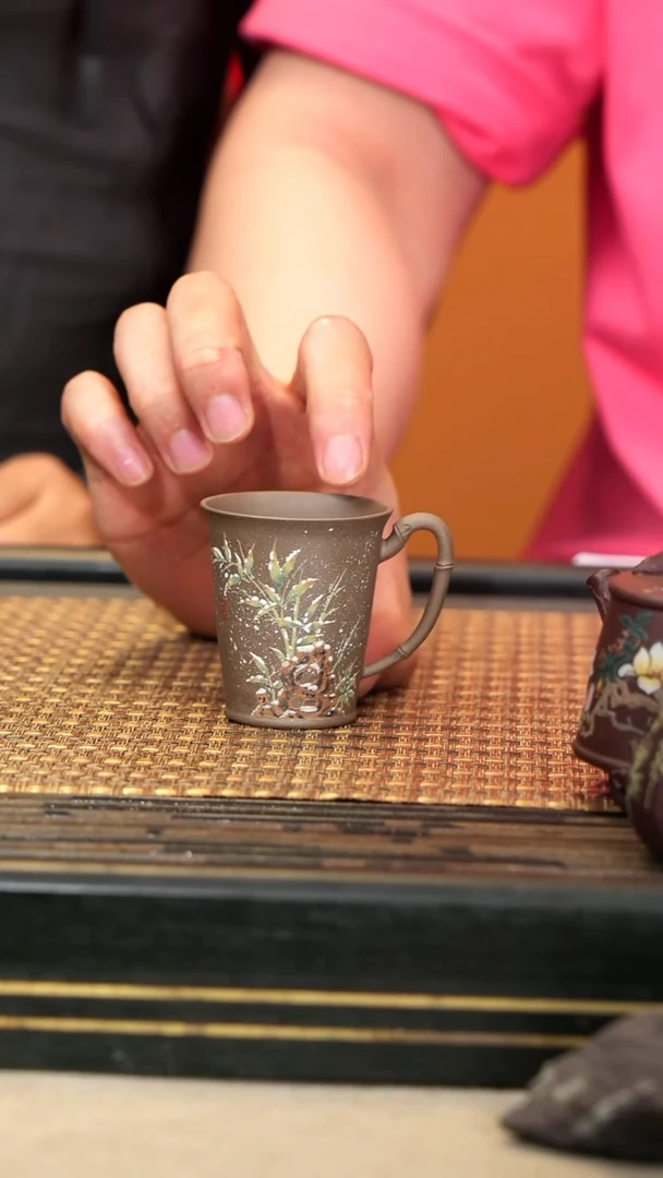 茶壶紫砂XS28《竹节杯》青麻子