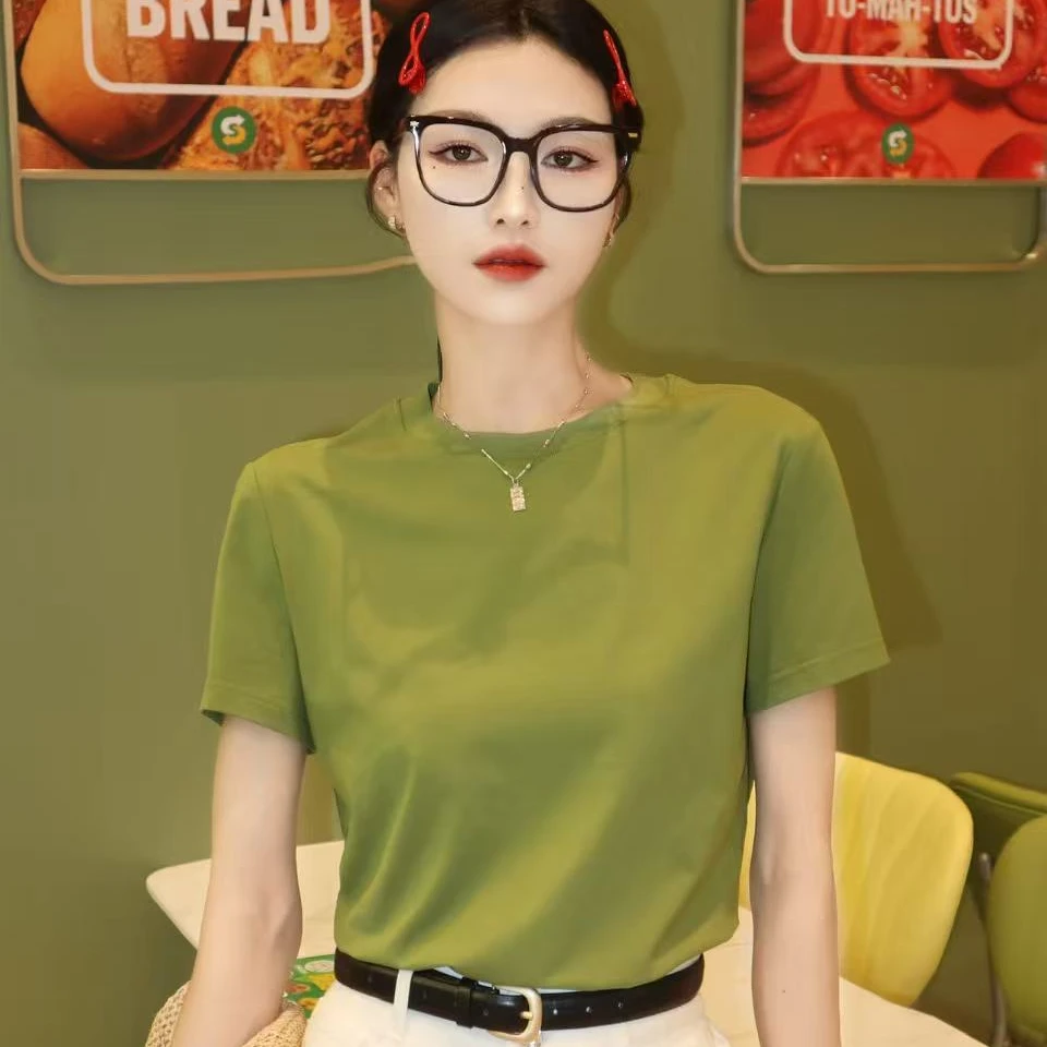 GIRDEAR/哥弟1301048哥弟品质夏季时尚修身简约圆领纯色短袖T女