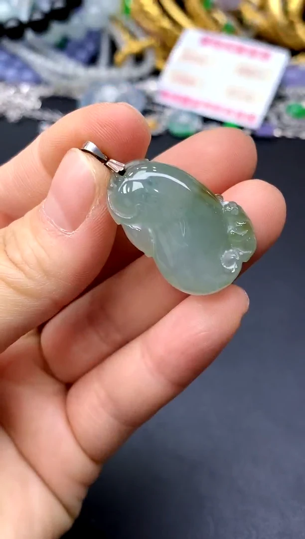 颈饰18K金镶嵌翡翠201-中国好珍宝