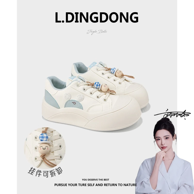 【刘叮咚女鞋】可爱大头高级感面包鞋小白鞋女学生小个子显高板鞋