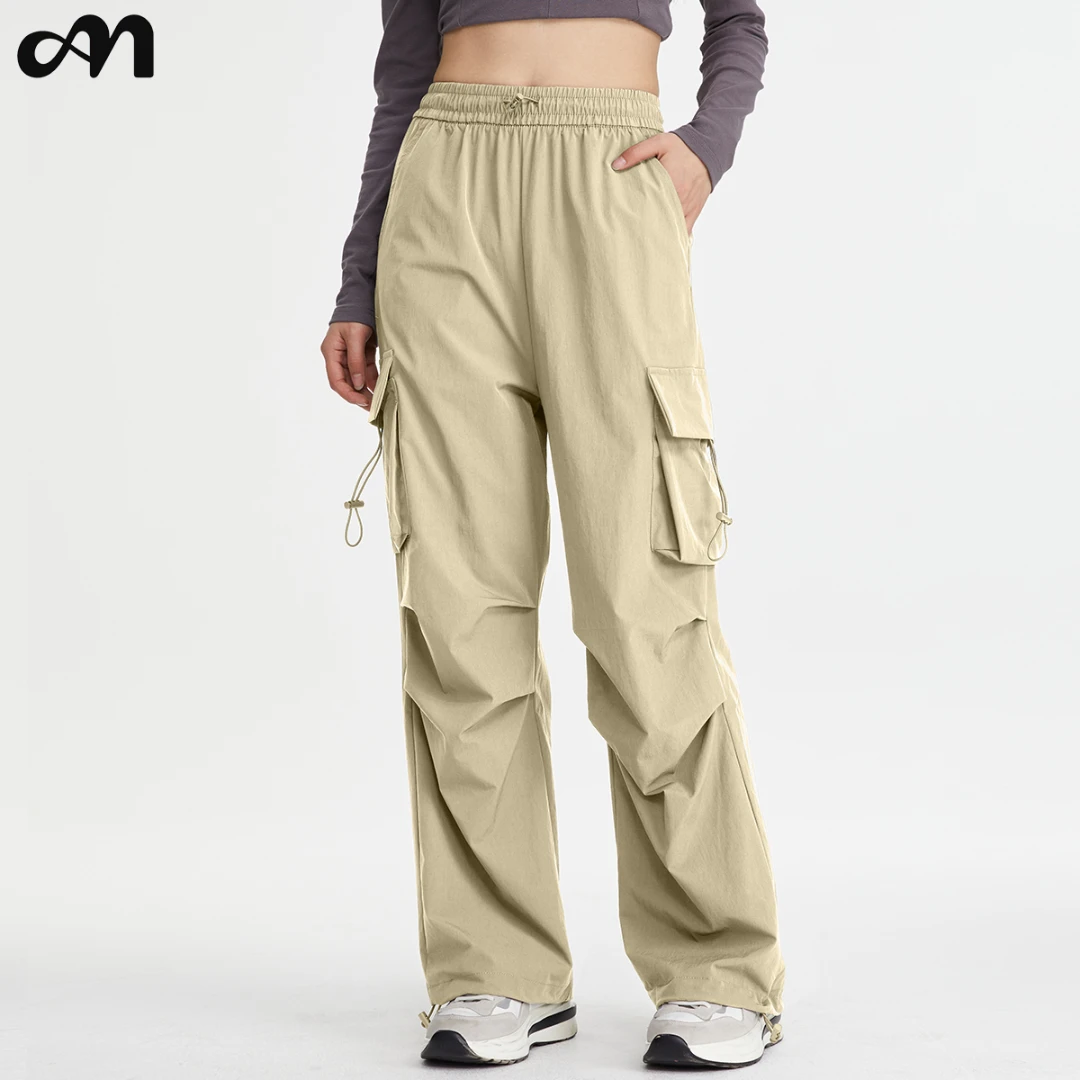JUNMOVE户外C6防泼水工装长裤5A抗菌宽松避暑冰感轻薄伞兵裤女款