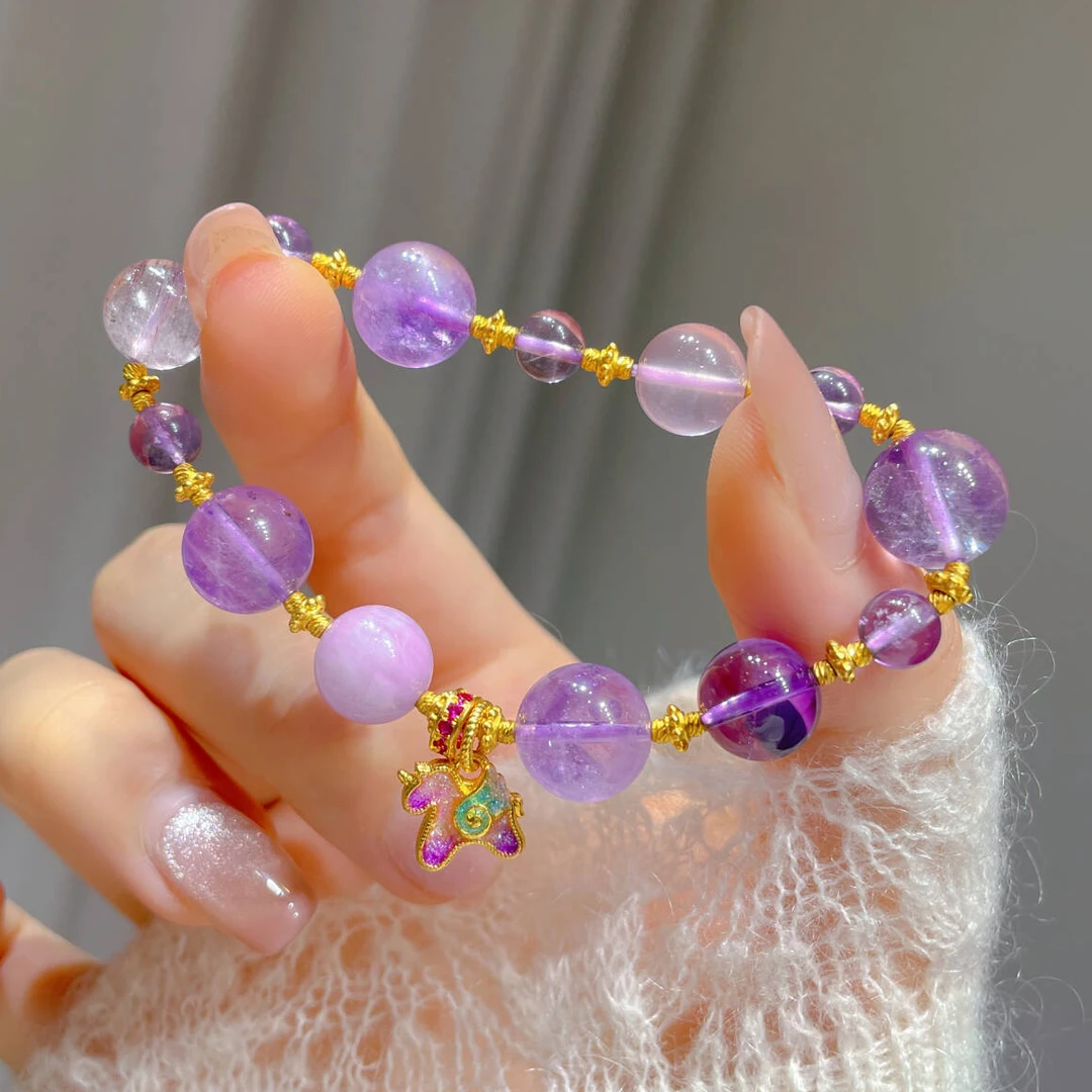 瑞诺黄金紫水.晶2025新款足金999独角兽梦幻手链生日礼物送女友